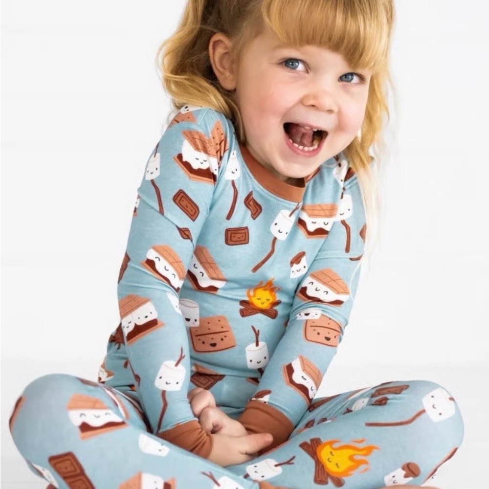Little Sleepies Blue S'mores Print Kids Pajama Set